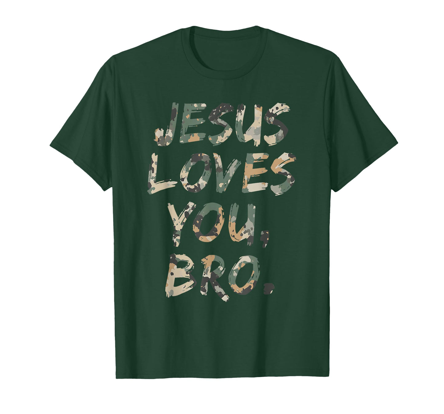 Vintage Camo Jesus Loves You Bro Christian Believer Faith T-Shirt