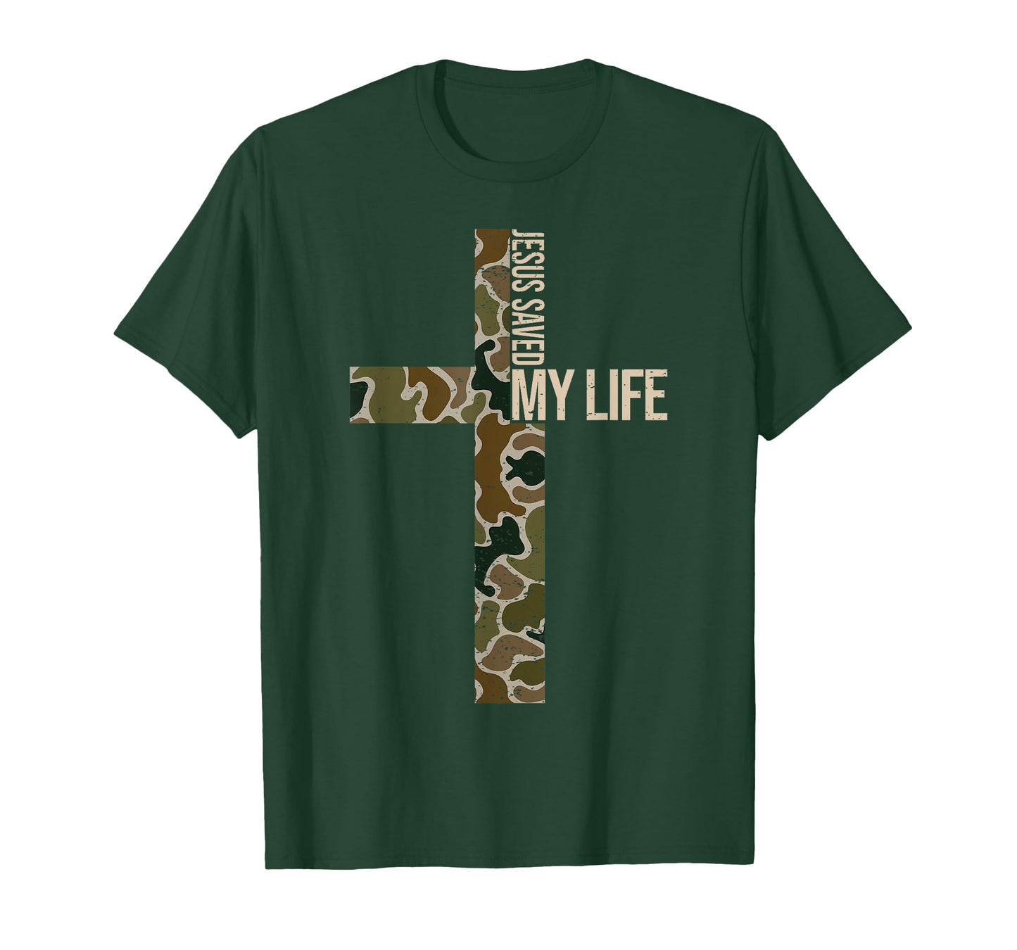 Jesus Camo Jesus Saved My Life Christian Cross God Faith T-Shirt