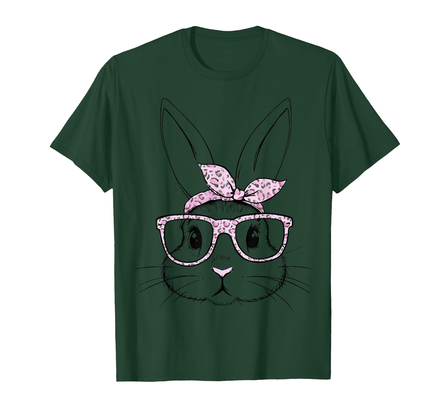 Cute bunny rabbit leopard glasses bandana easter girls women T-Shirt