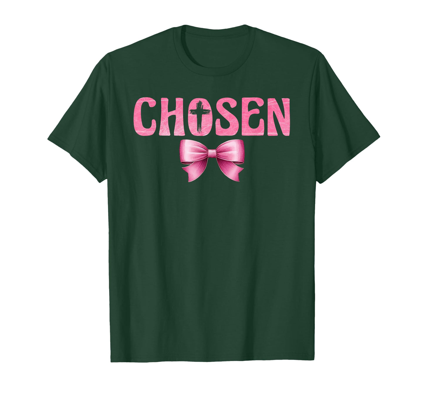 Coquette Chosen Pink Bow Cross Christian Faith Believers T-Shirt
