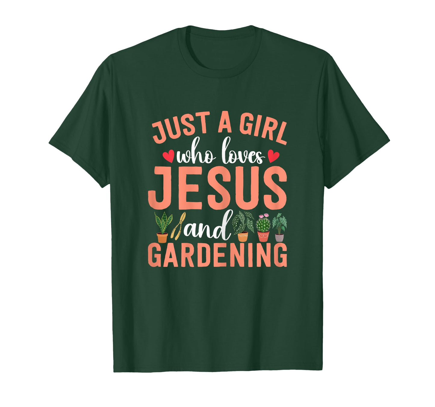 Just A Girl Who Loves Jesus and Gardening Plant Lover Girls T-Shirt