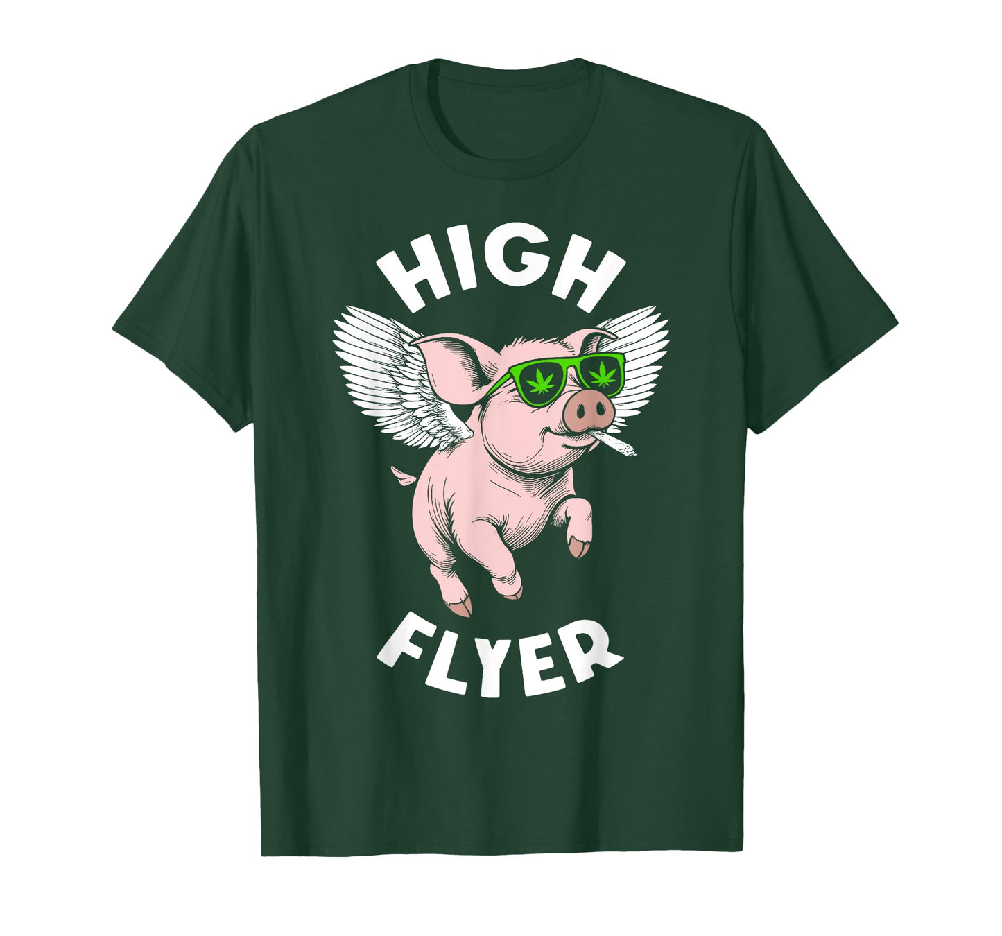 420 Marijuana Funny Pig Lover High Flyer Stoner Weed Pot T-Shirt