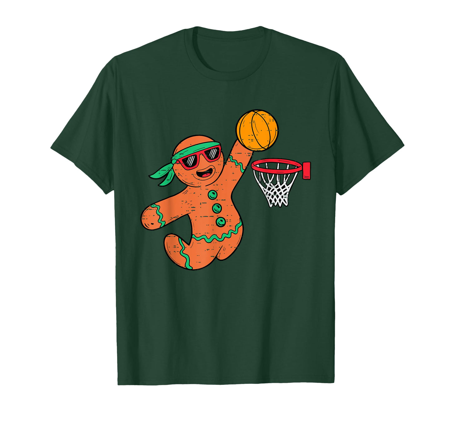 Funny Gingerbread Basketball Christmas Xmas Mens Boys Kids T-Shirt