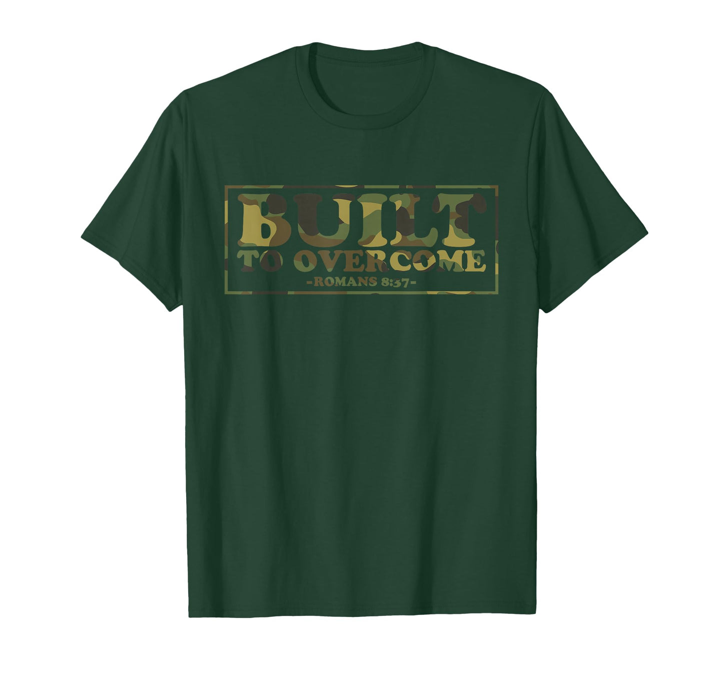 Built to Overcome Camo Christian Gym Faith Workout Scripture T-Shirt