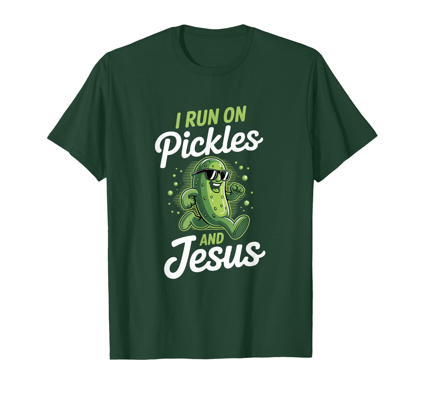 Funny Pickle Cucumber I Run on Pickles and Jesus T-Shirt