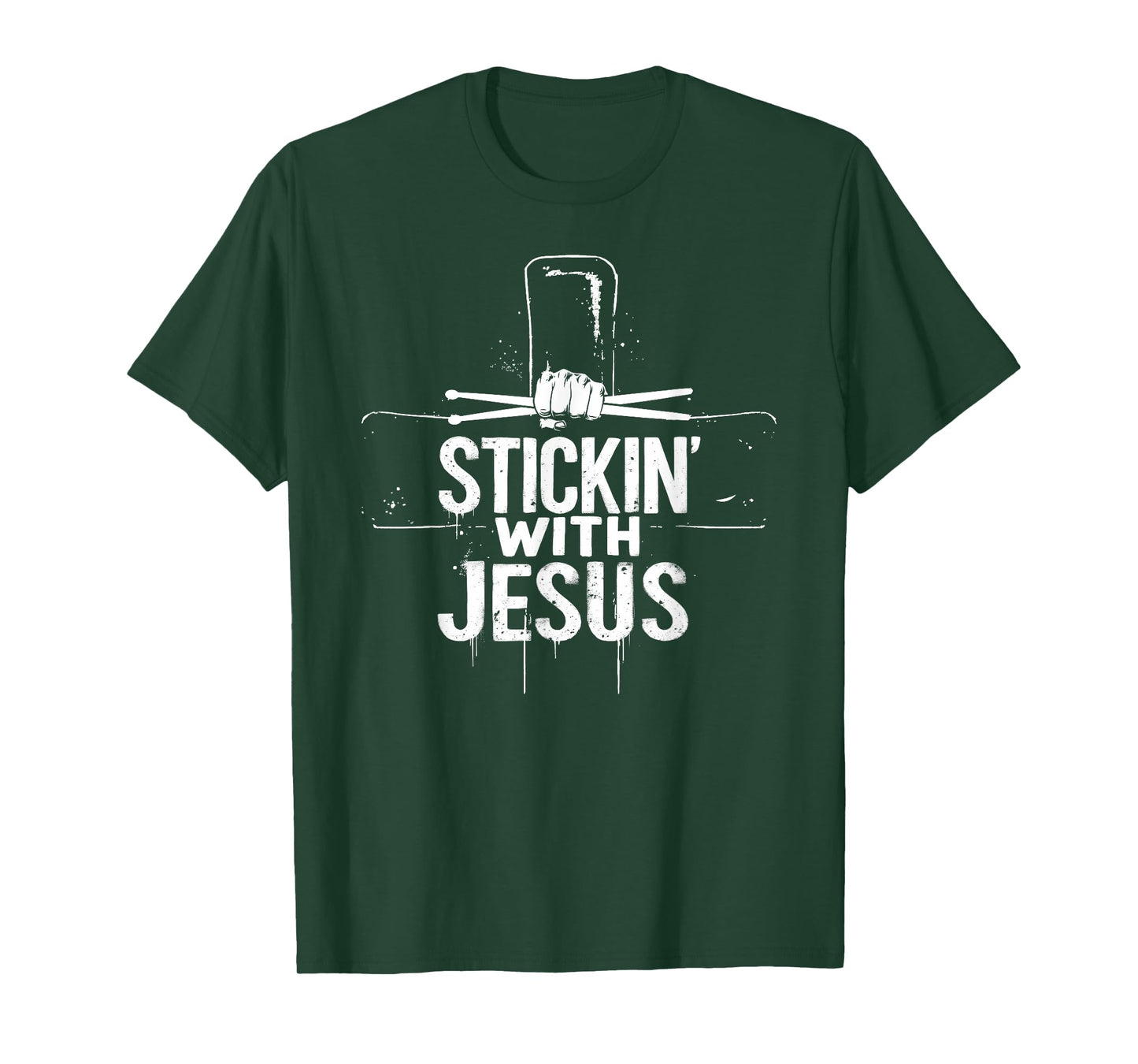 Stickin' With Jesus Drumming Lover Drums Drummer Christian T-Shirt