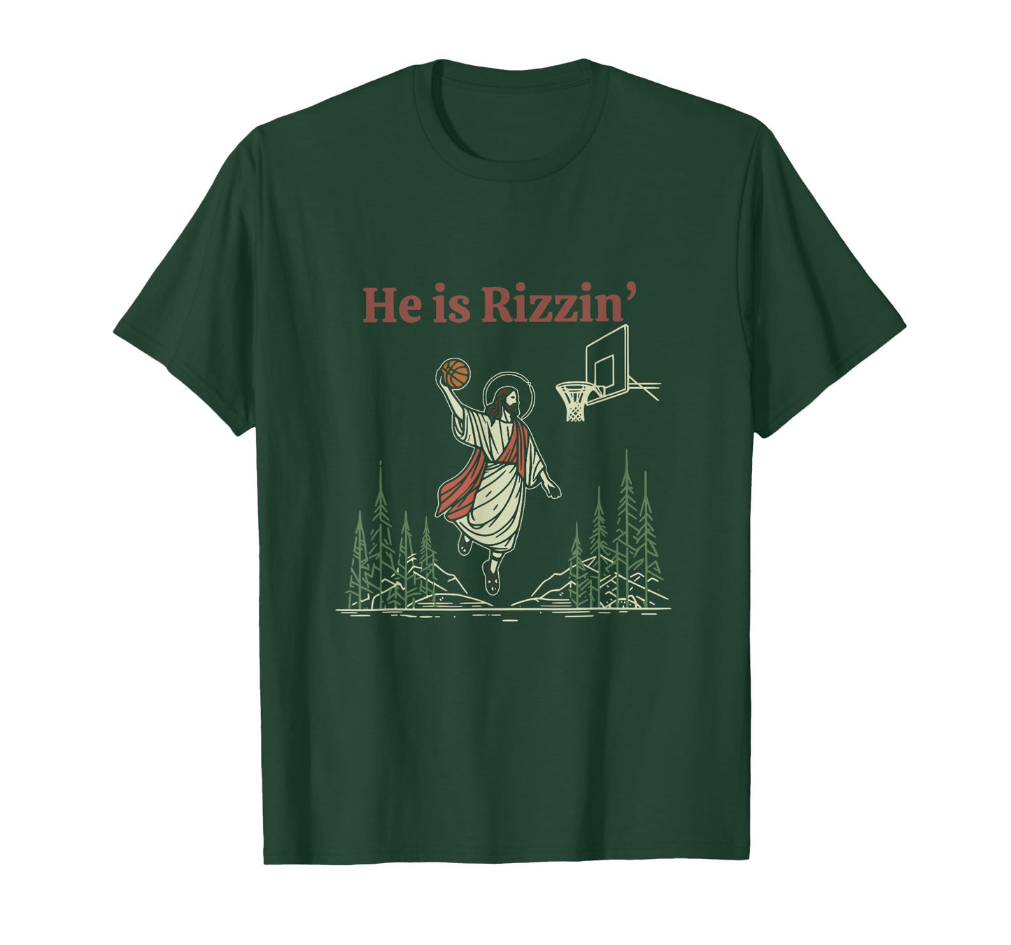 He is Rizzin Funny Easter Jesus Playing Basketball Christian T-Shirt