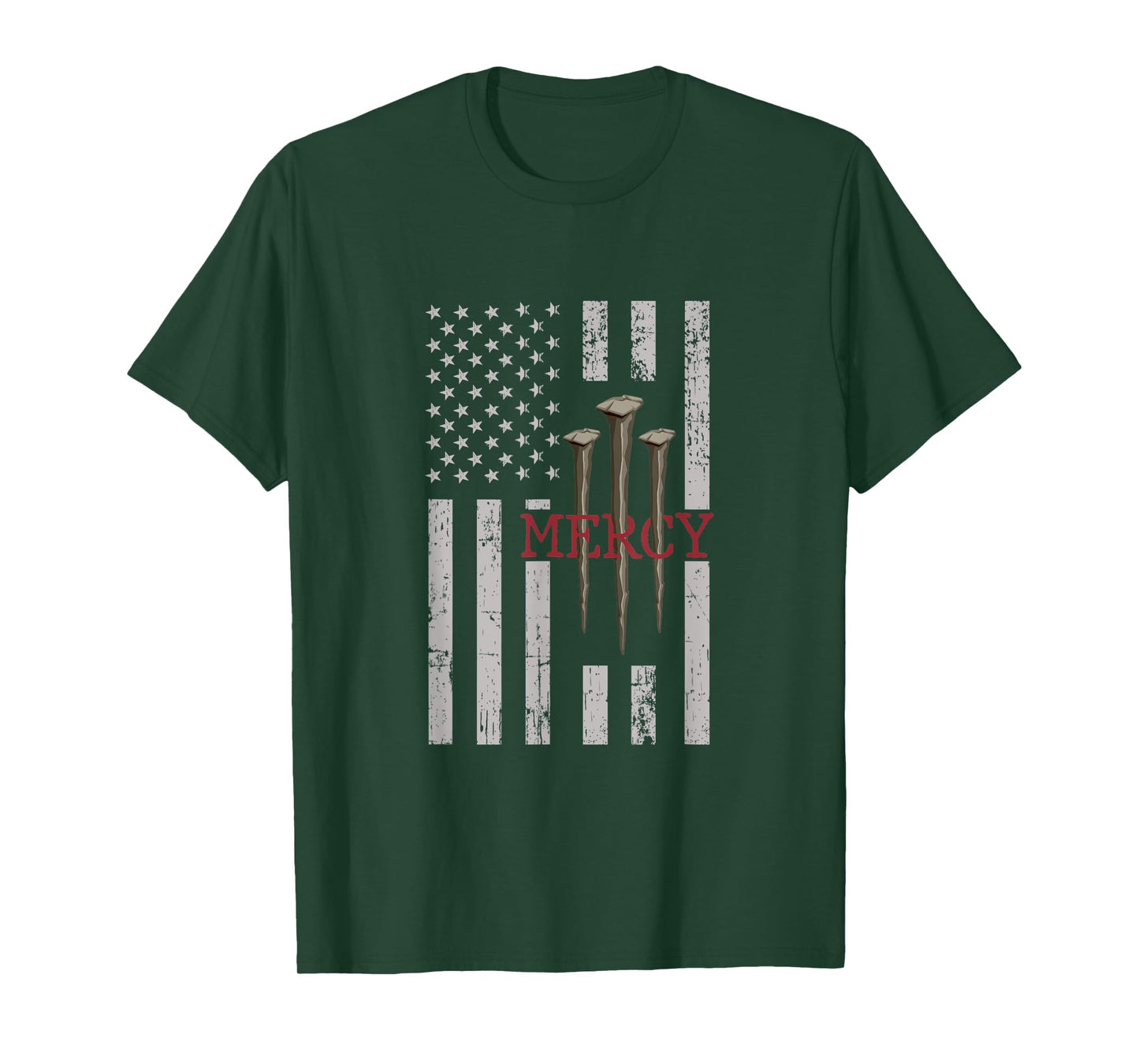 3 Nails Mercy Jesus American Flag Shirts Christian T-Shirt for Women Men