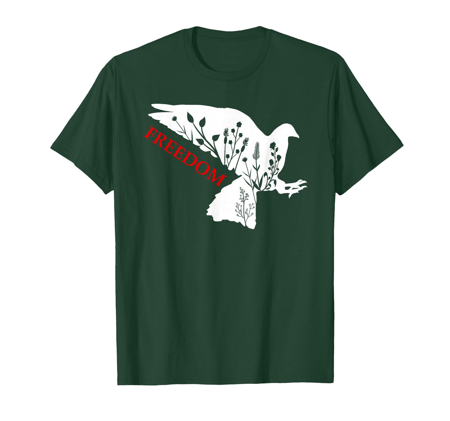 Peace Freedom White Dove Says Freedom USA Red Freedom Saying T-Shirt