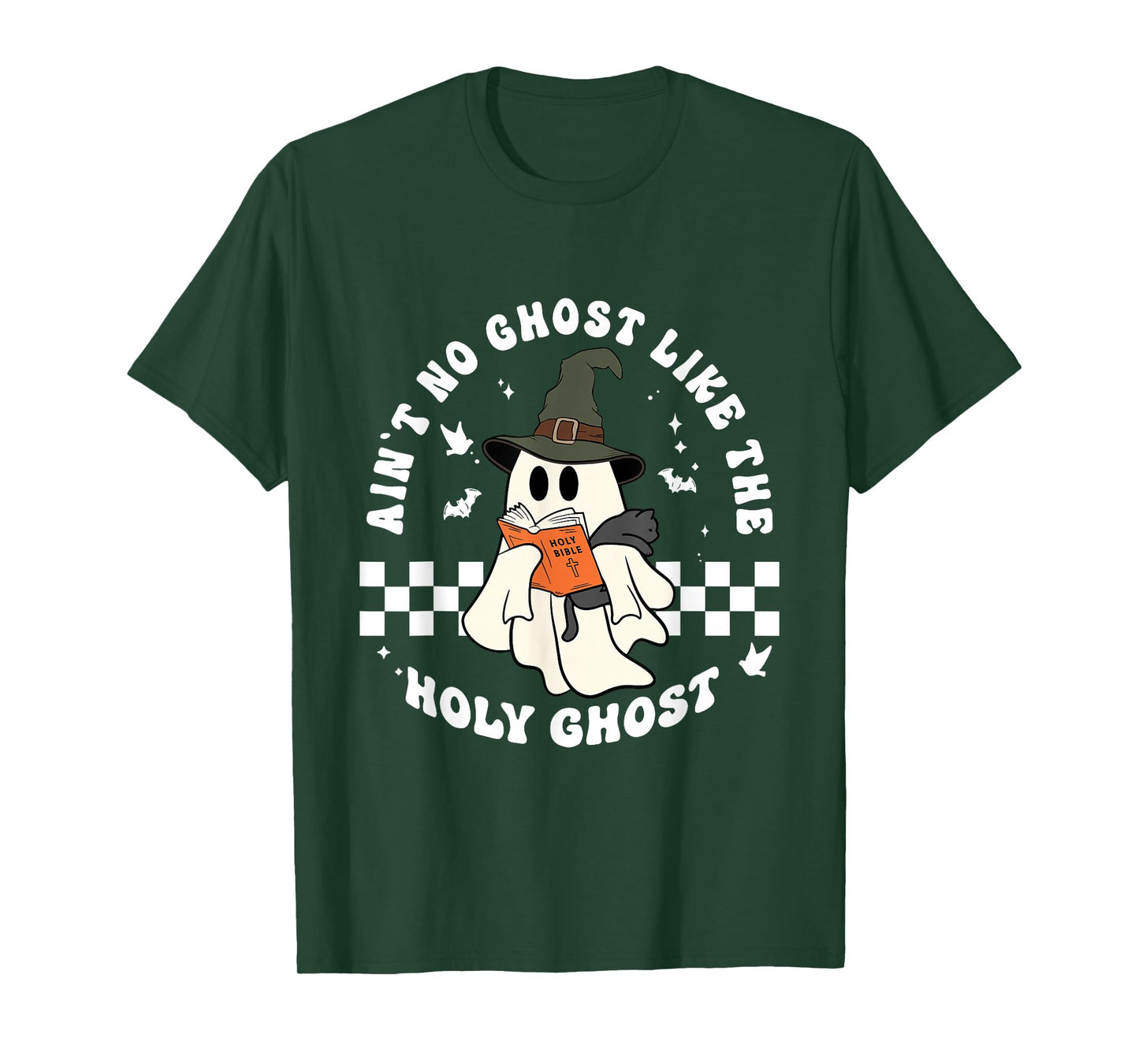 Funny Christian Ghost with Bible Retro Catholic Cute Faith T-Shirt