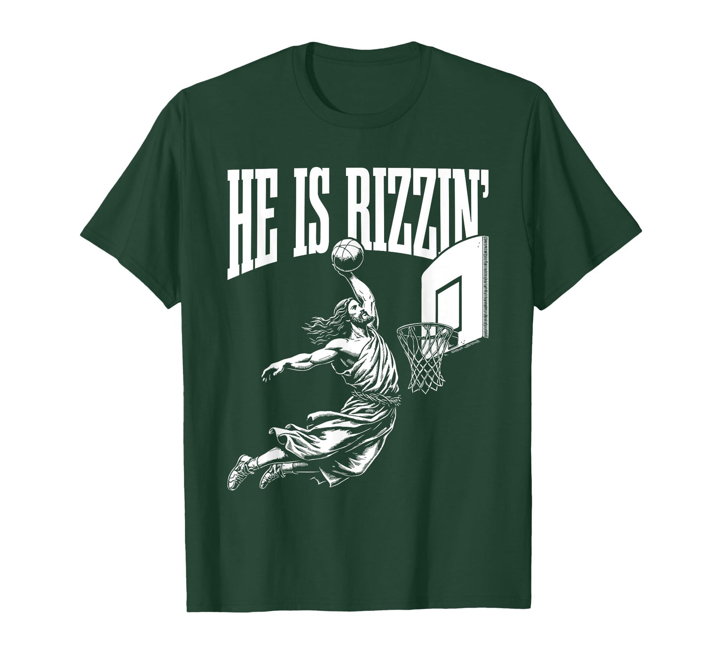 He Is Rizzin Funny Jesus Basketball Meme Easter Christian T-Shirt