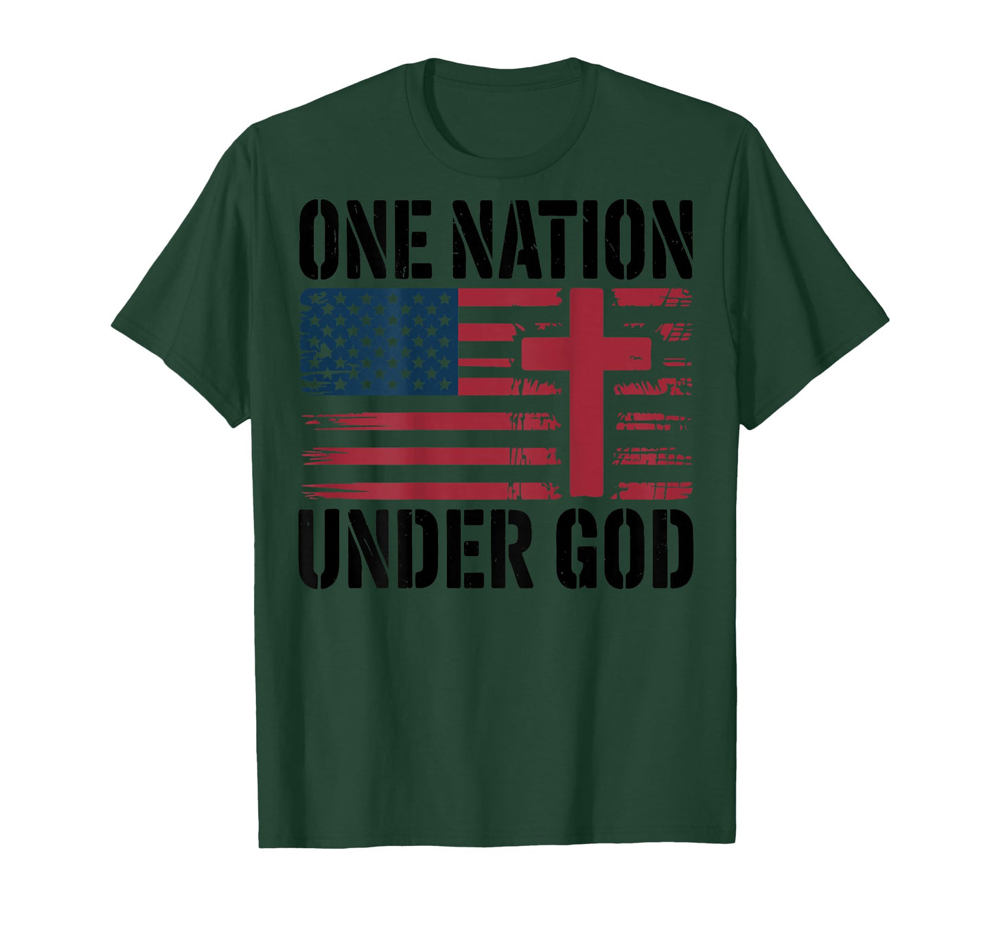 One Nation Under God American Flag Christian Patriotic Cross T-Shirt