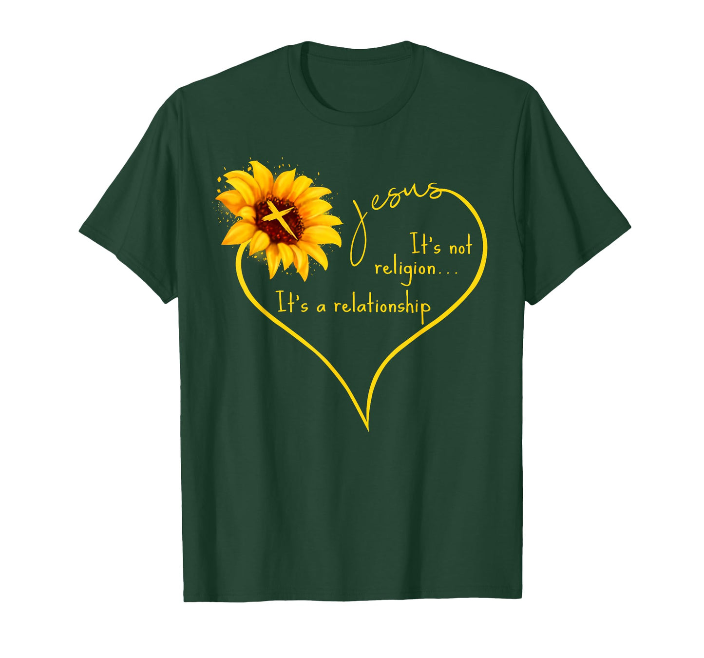 Jesus Christ Heart Sunflower Christian Religion Relationship T-Shirt