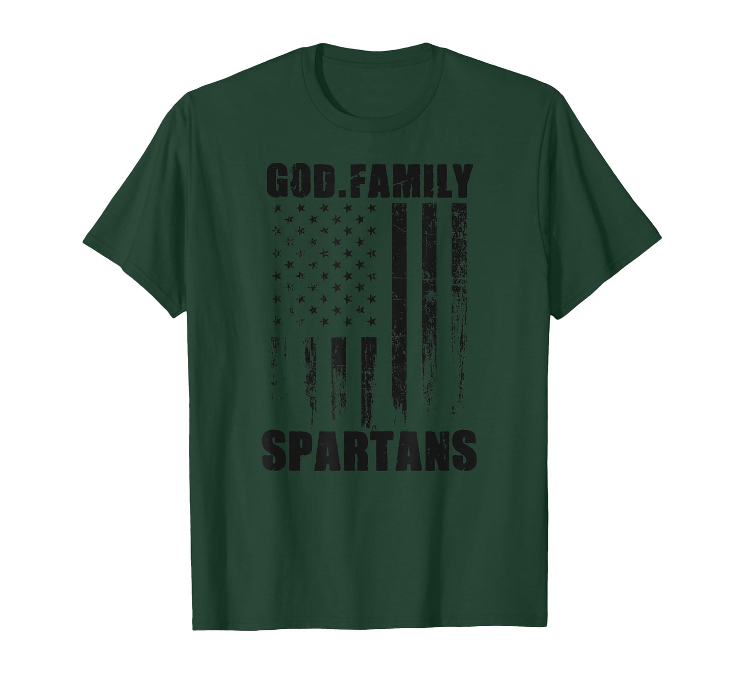 Waynesville Spartans God. Family. Vintage USA Flag T-Shirt