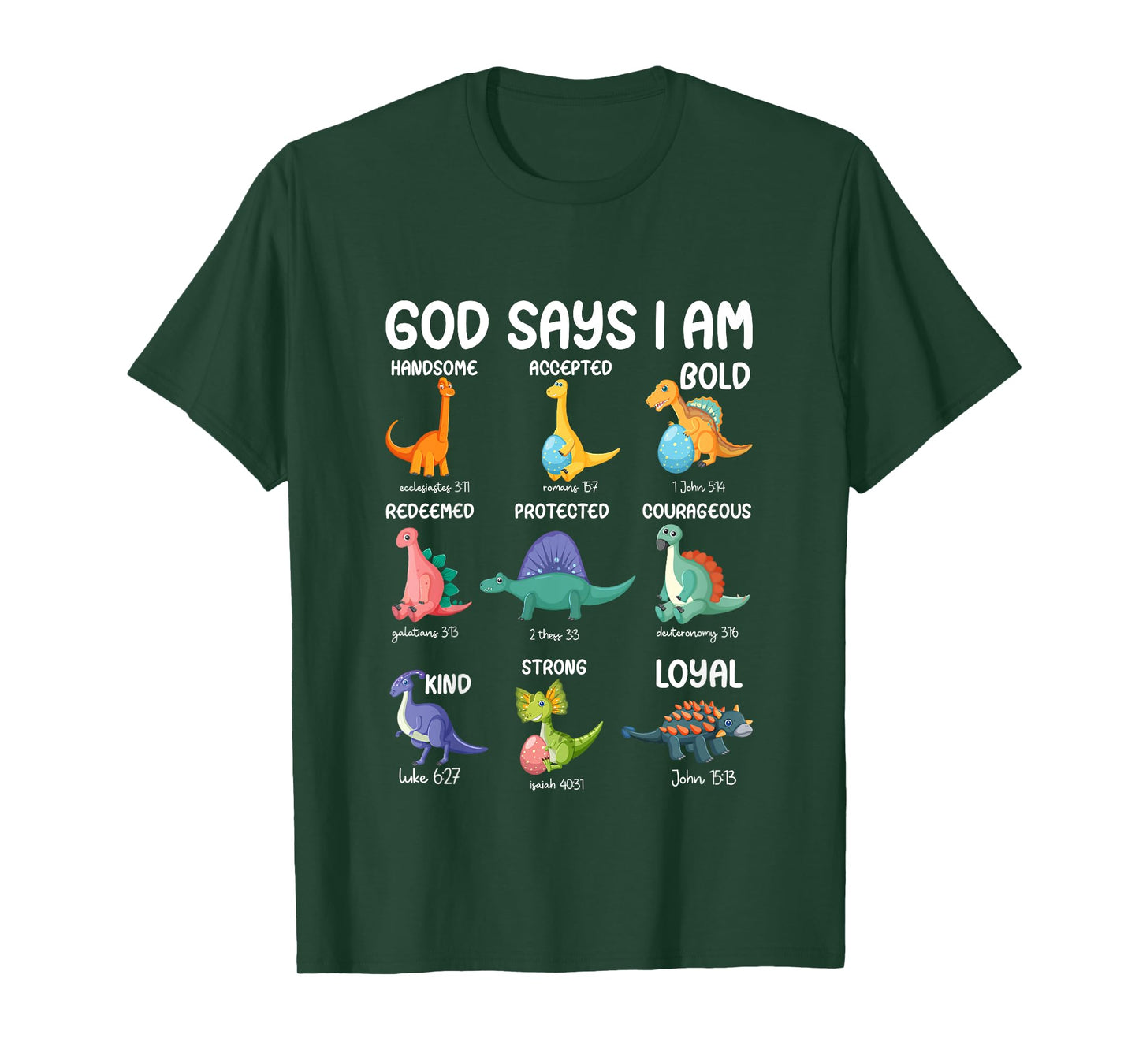 Kids God Says I Am Dinosaur Funny Dino Kids Boys Bible Verse T-Shirt