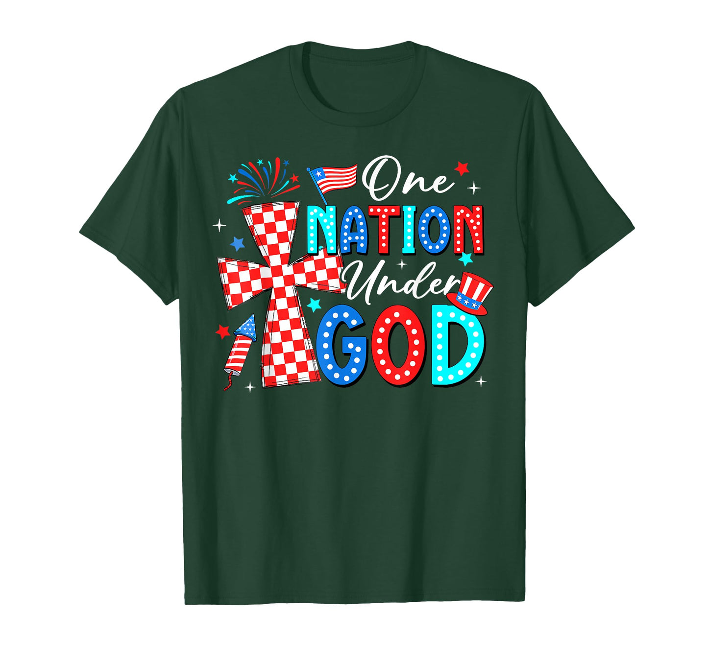 One Nation Under God Jesus 4th Of July Patriotic Christian T-Shirt
