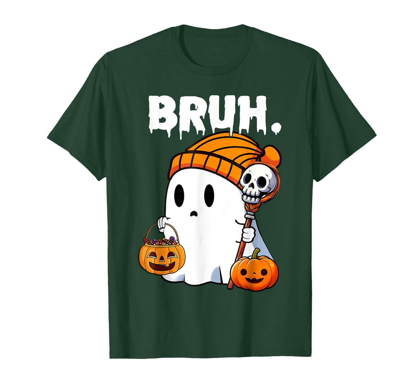 Halloween Bruh Funny Ghost Mens Women Kids Family Costume T-Shirt