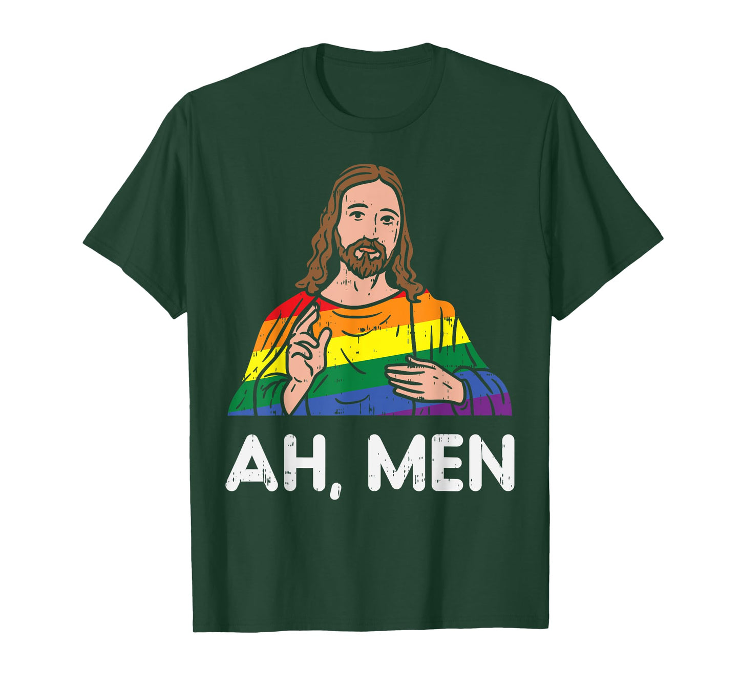 Ah Men Rainbow Gay Jesus Christian LGBT Pride Flag Men Gift T-Shirt