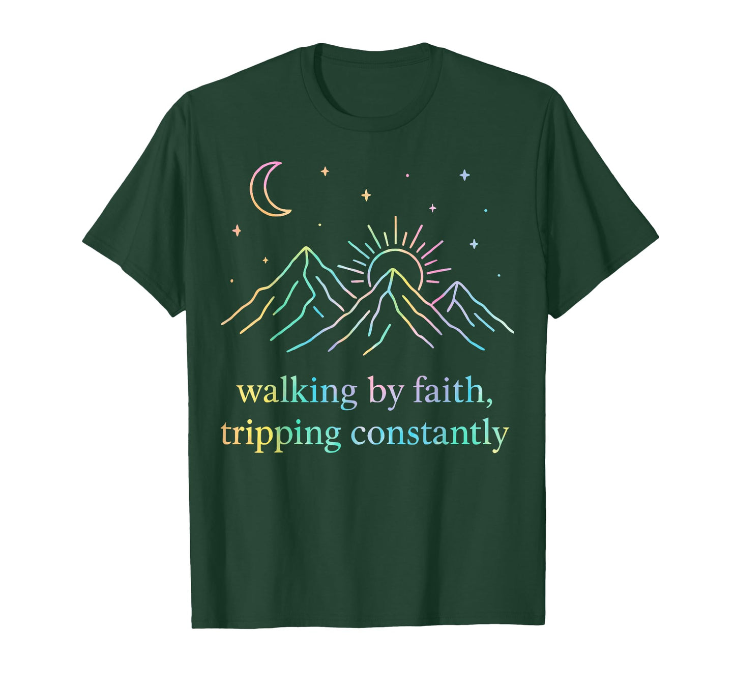 Christian Walking By Faith Tripping Constantly Ombre Bible T-Shirt