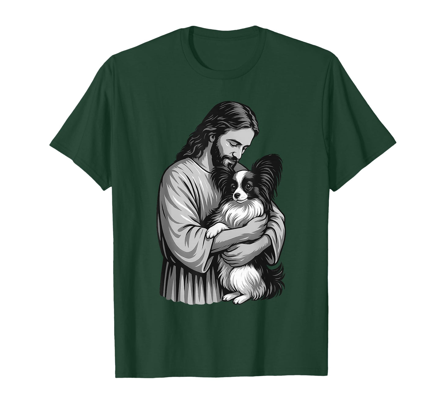 Papillon Dog And Jesus Christian Faith Dog Lover T-Shirt