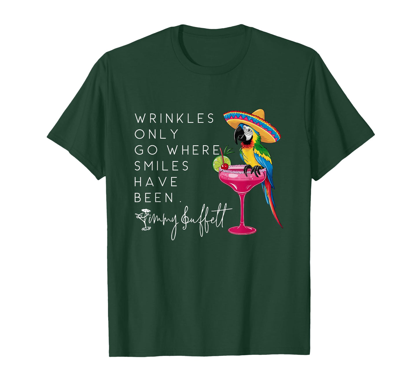 Funny Parrot Wrinkles Only Go Where Smiles Have Been T-Shirt