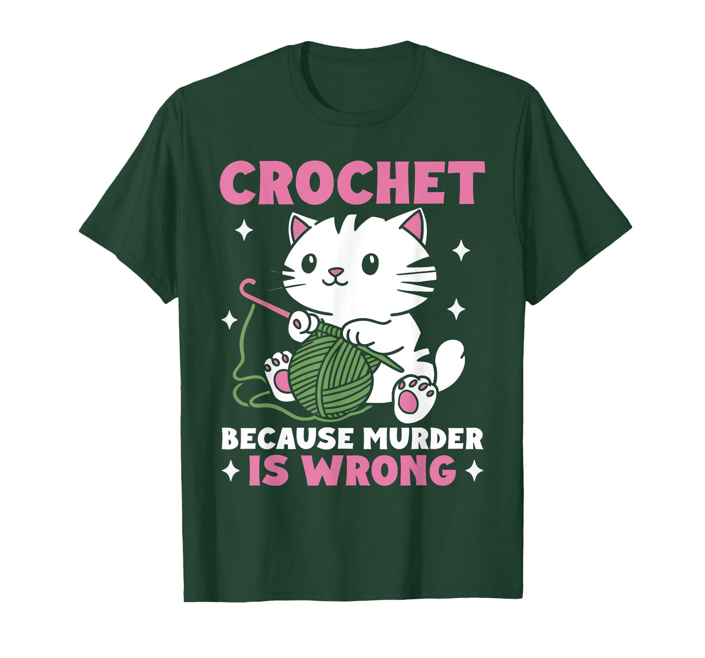 Crochet Because Murder Is Wrong Funny Cat Knits Men Women T-Shirt