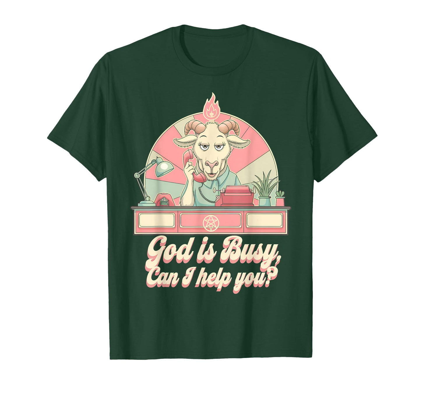 Satanic Goat Office Demon Occult Funny Sarcastic T-Shirt