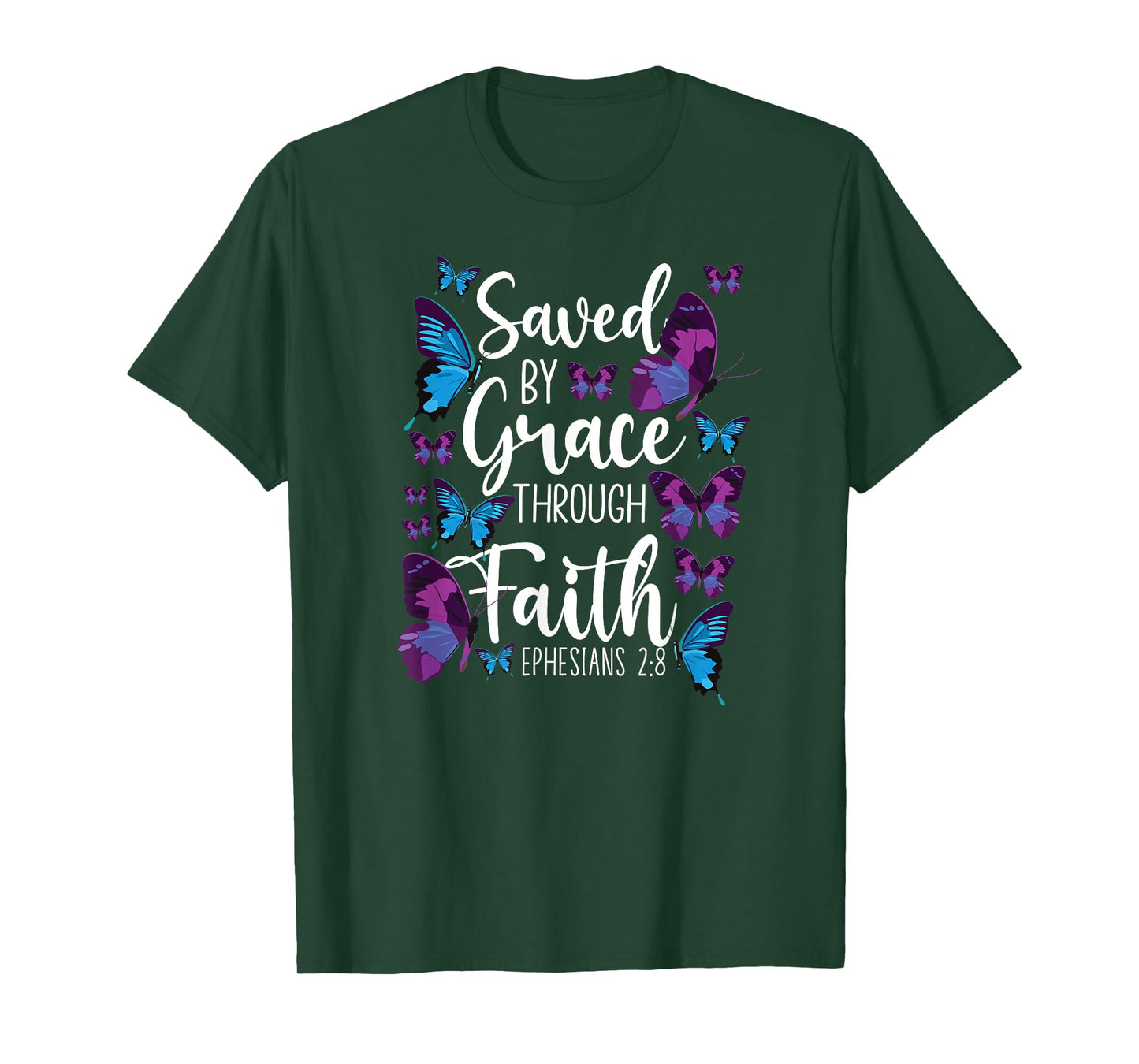 Christian Bible Verse Quote Butterfly Ephesians 2:8 T-Shirt