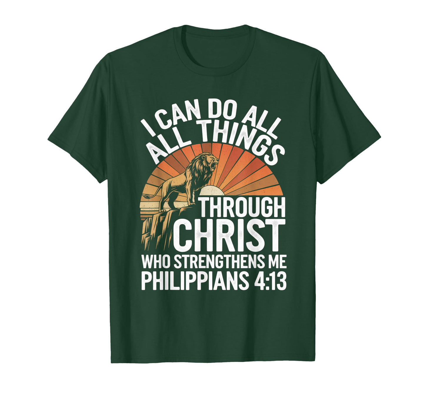 Christian Tshirt Philippians 4:13 Religious Lion Strengthens T-Shirt