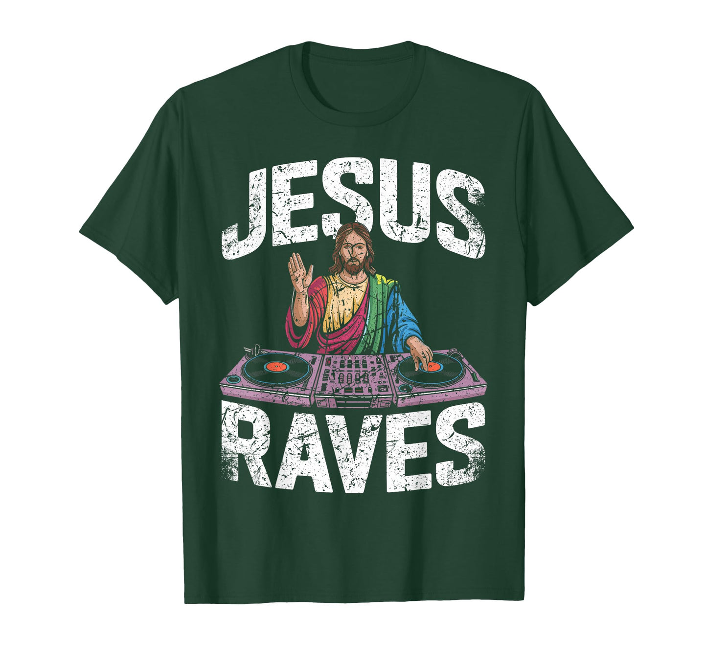 Jesus DJing at Rave Festival Party Celebration Design T-Shirt