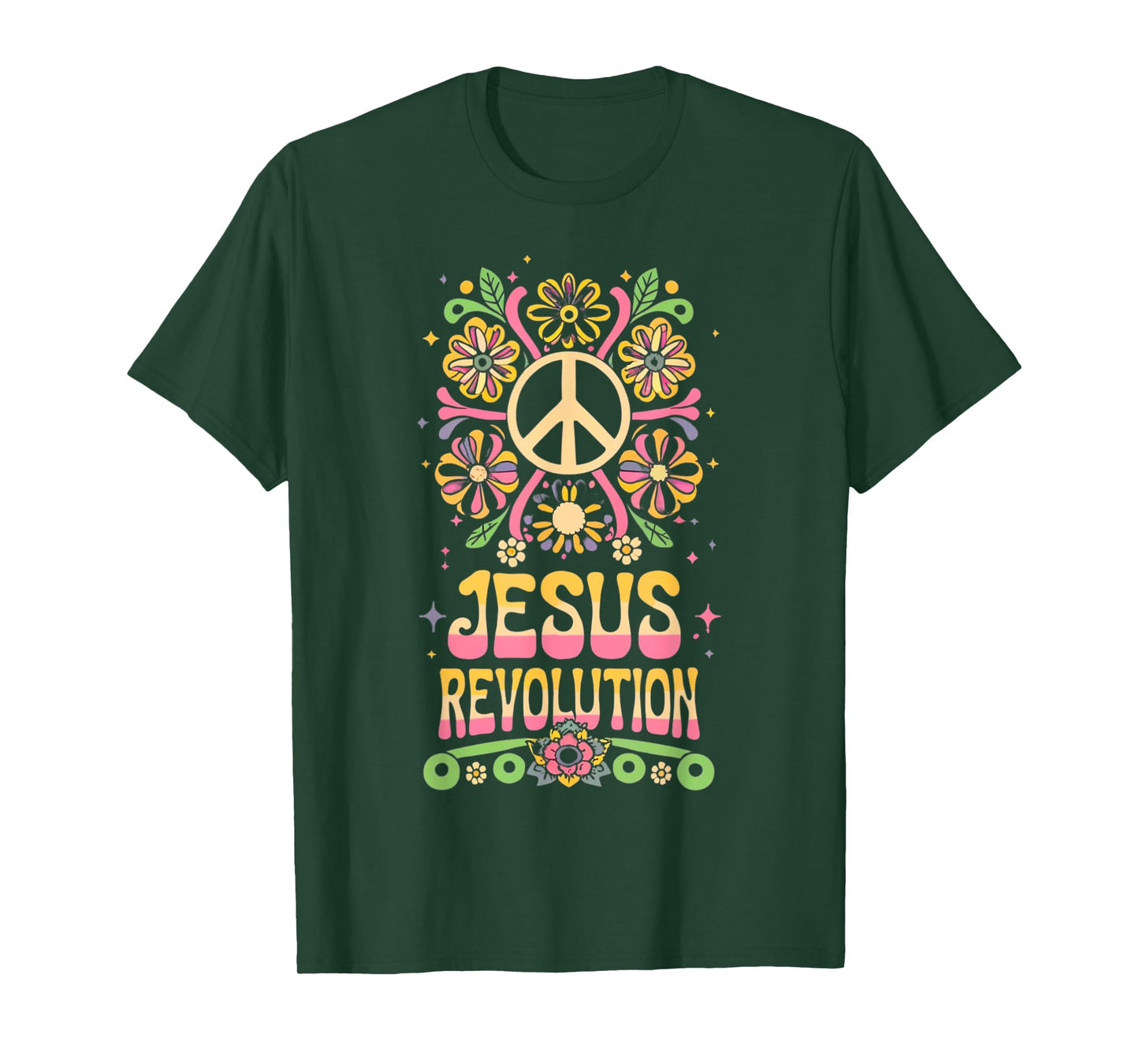 Jesus Revolution Christian Faith Retro Groovy Hippie Flower T-Shirt