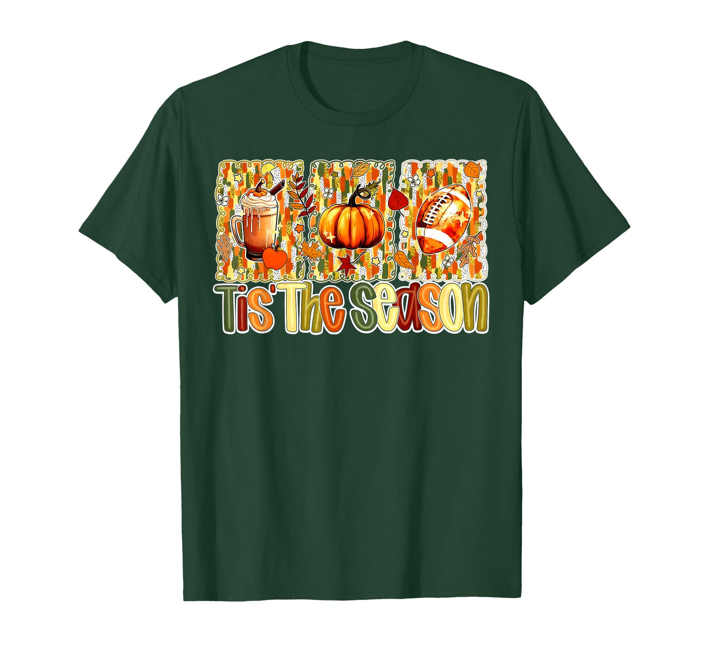 Pumpkin Spice Football Tis The Season Fall Thanksgiving Day T-Shirt