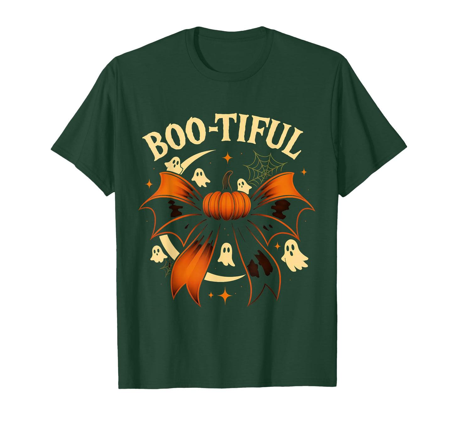 Bootiful Funny Halloween Coquette Bow Pumpkin Ghost Spooky T-Shirt