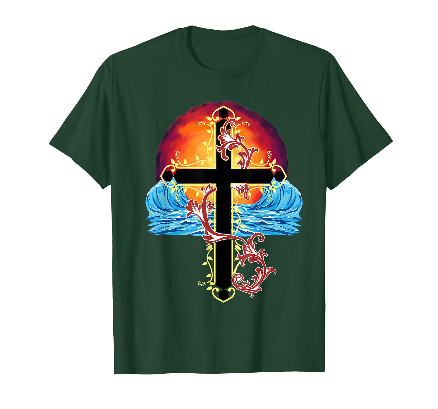 Cross Sea Sunset Jesus T-Shirt