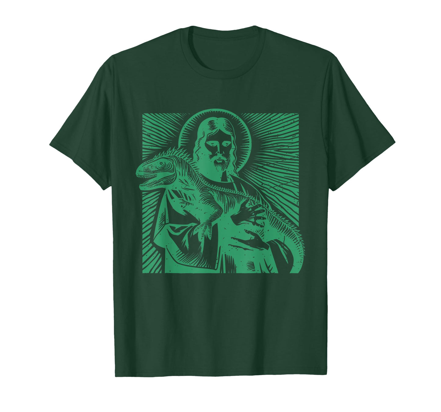 Vintage Jesus Holding Dinosaur T-Rex Lover Christian Faith T-Shirt