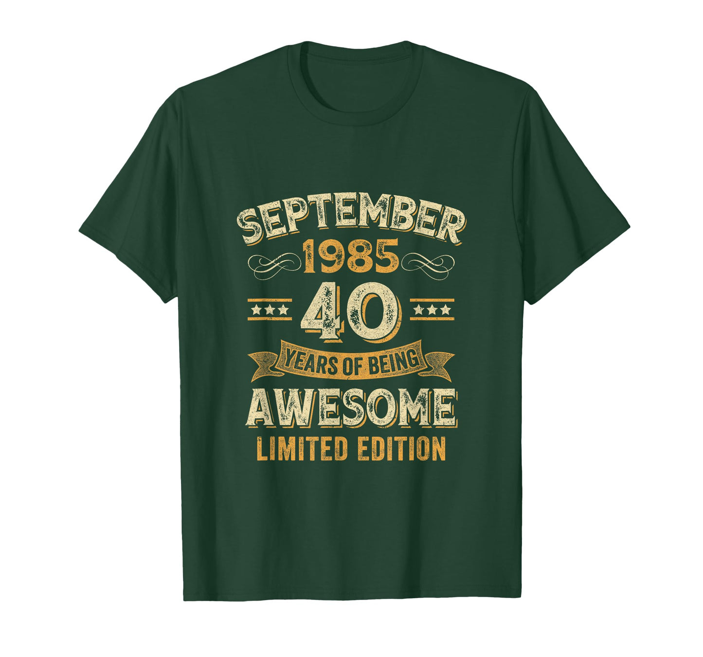 40 Years Awesome Vintage September 1985 40Th Birthday T-Shirt