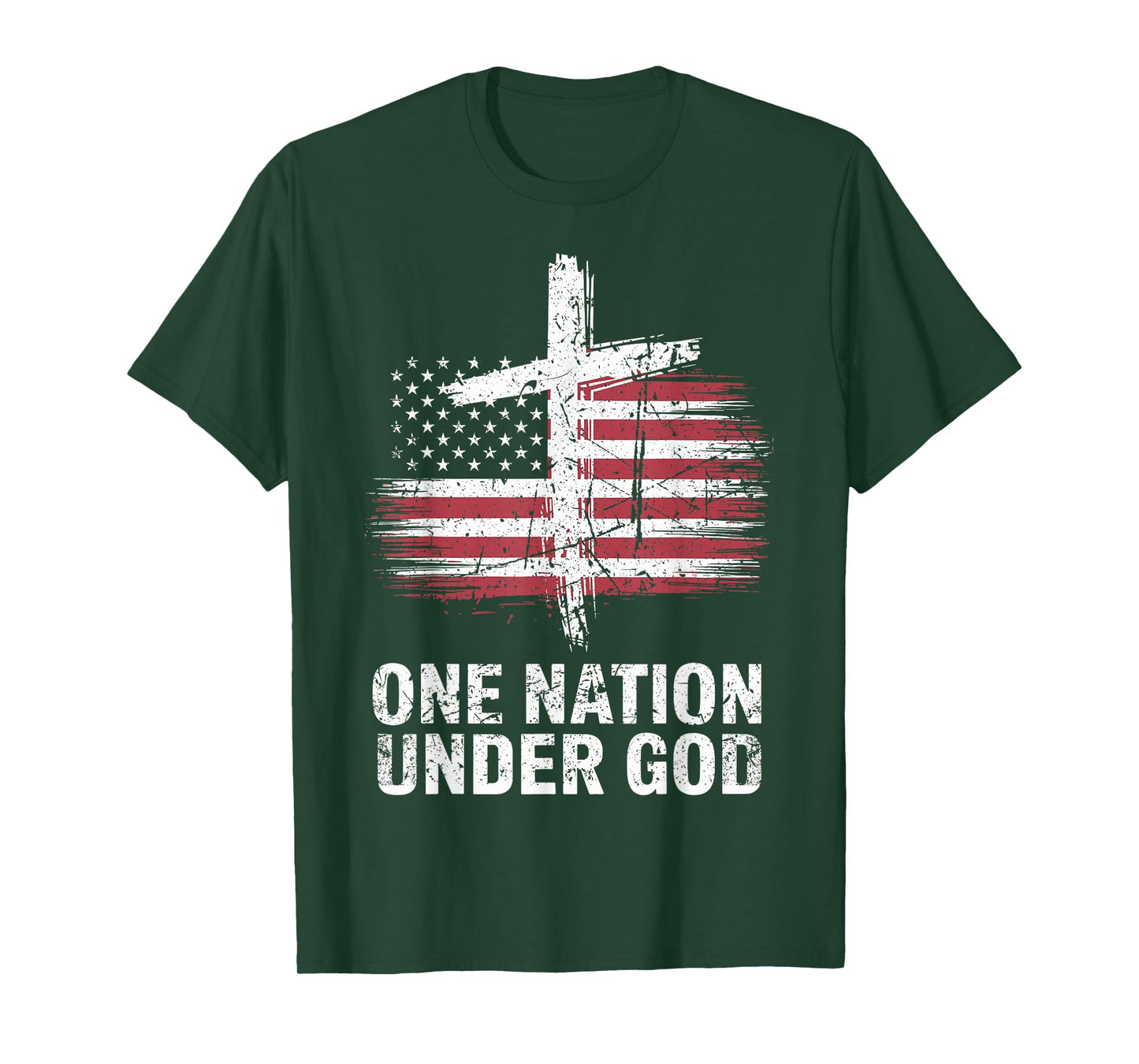 One Nation Under God American Flag Christian Design T-Shirt