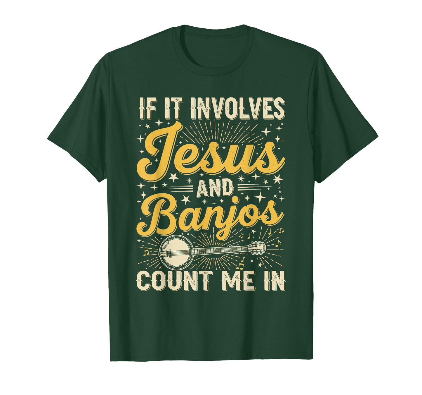 If It Involves Jesus and Banjos Christian Bluegrass Music T-Shirt