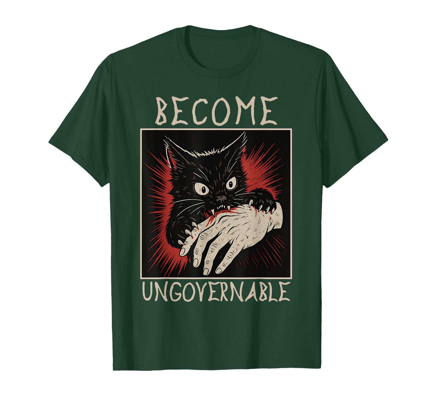 Become Ungovernable - Black Cat Biting Hand Funny Meme T-Shirt