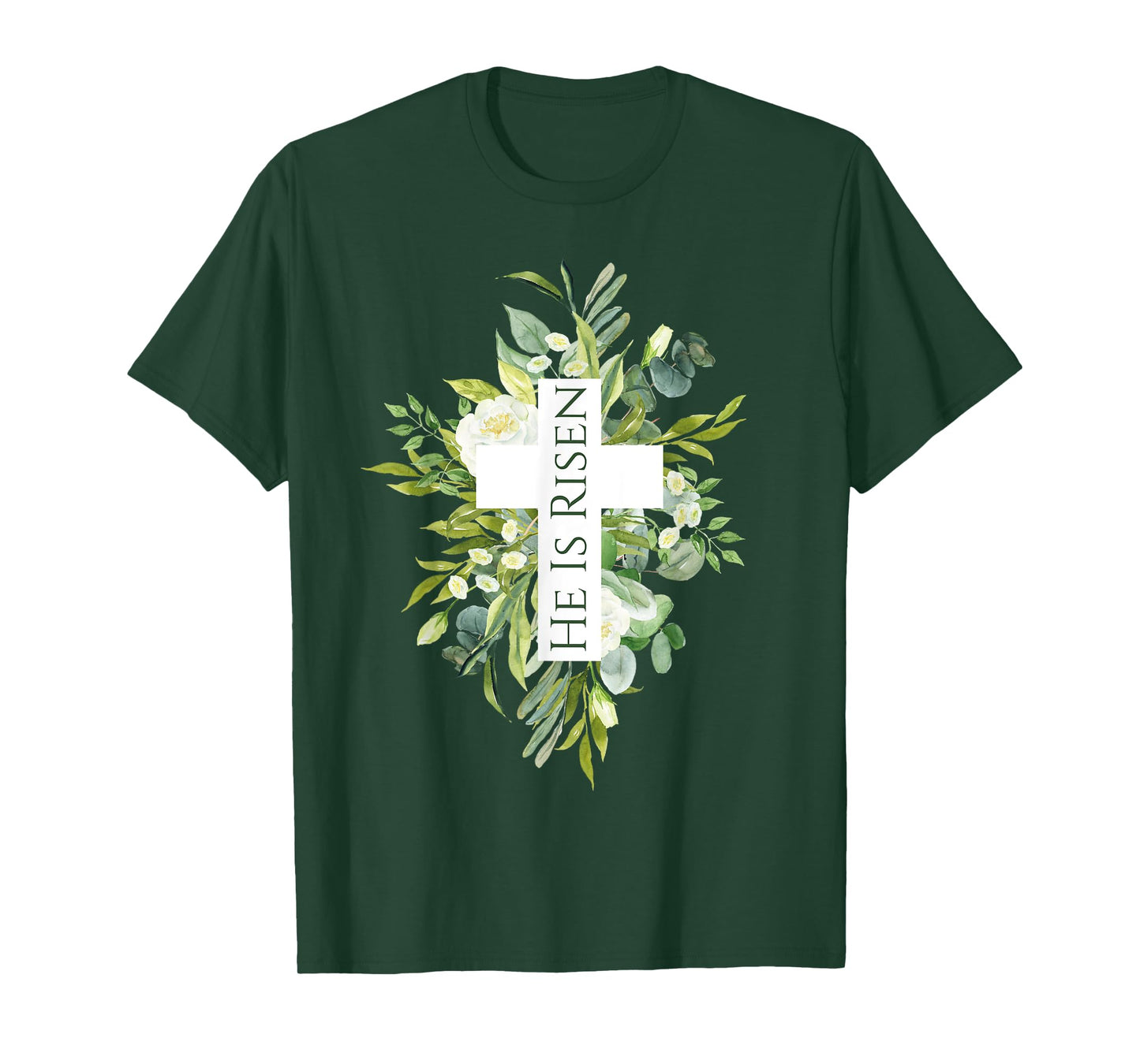 Happy Easter Shirt Floral He Is Risen Jesus Cross Spring T-Shirt