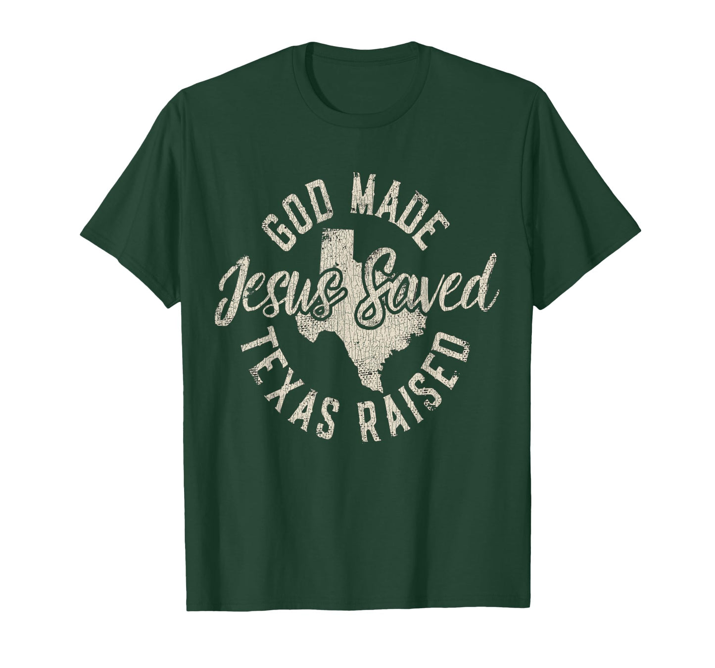 Vintage God Made Texas Raised Jesus Saved T-Shirt