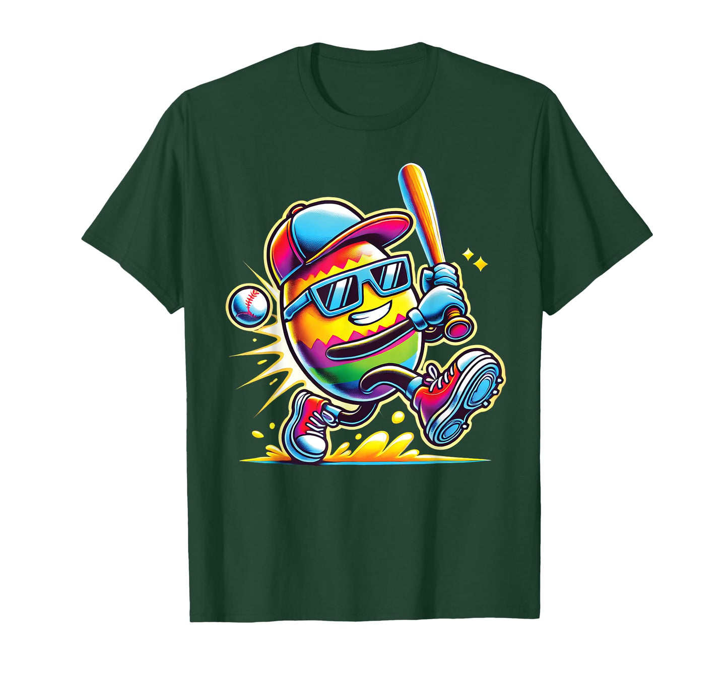 Easter Bunny Egg Playing Baseball Boys teen Kids Baseball T-Shirt