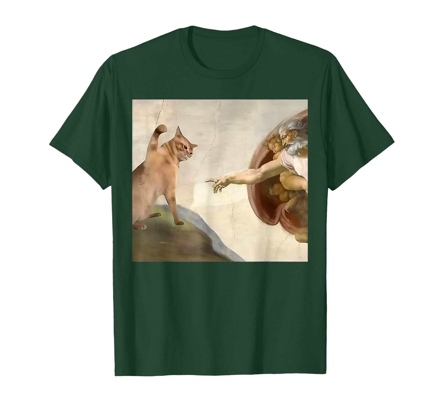 Almighty Slap Funny Cat God Creation of Adam Meme Jesus Art T-Shirt for Men Women Kids