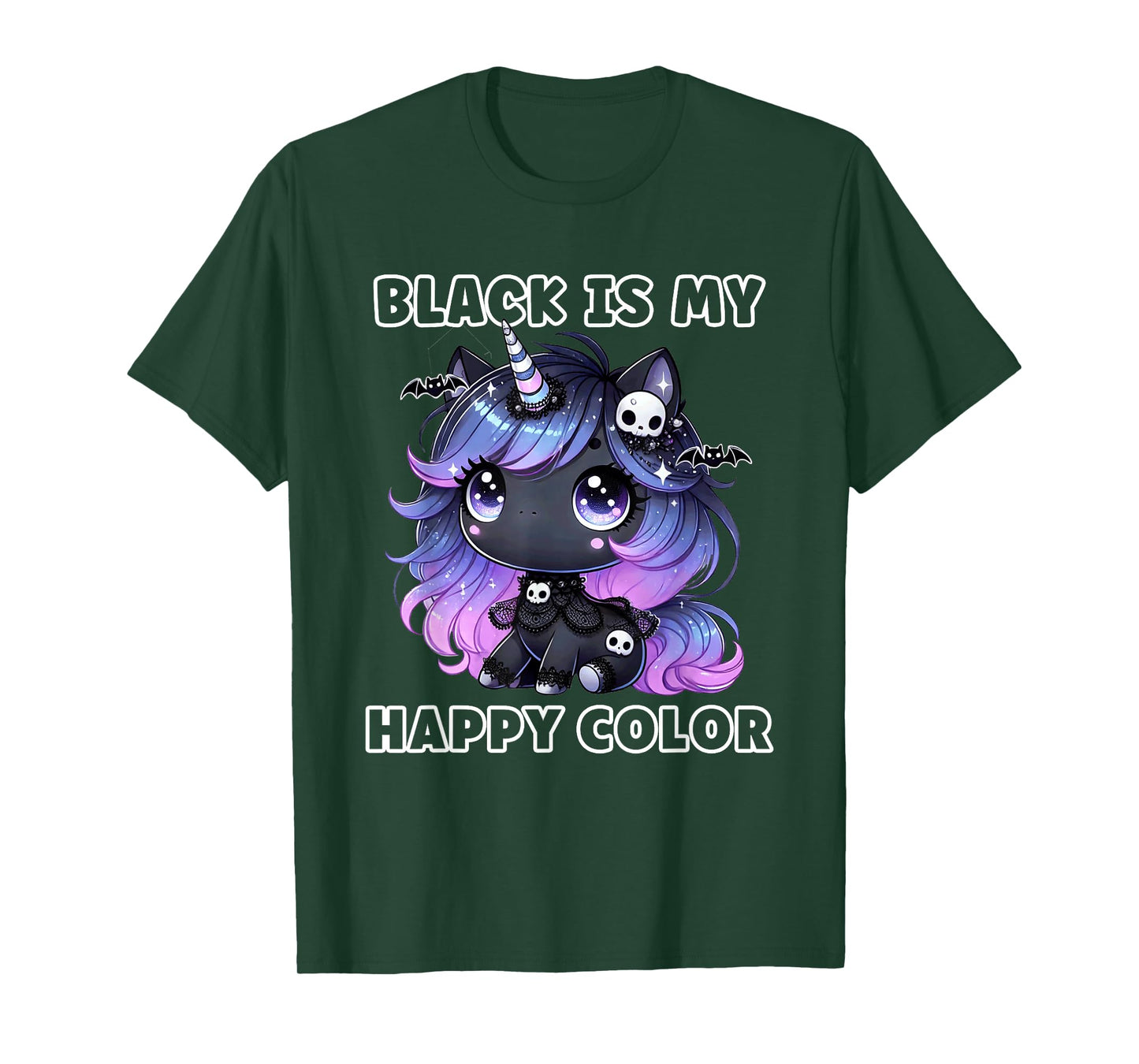 Goth Girl Black is My Happy Color Gothic Unicorn Emo Girl T-Shirt