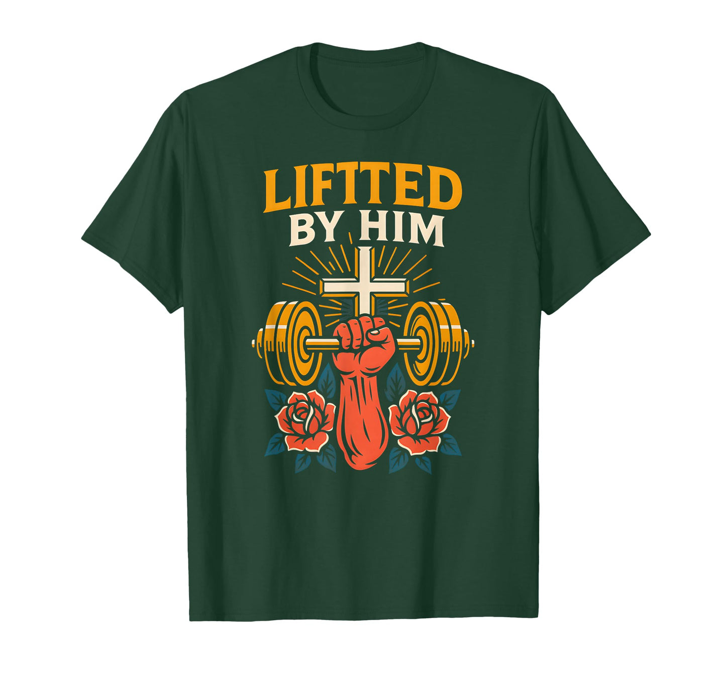 Faith Fitness Lifted by Him Cool Mens Christian Tee T-Shirt