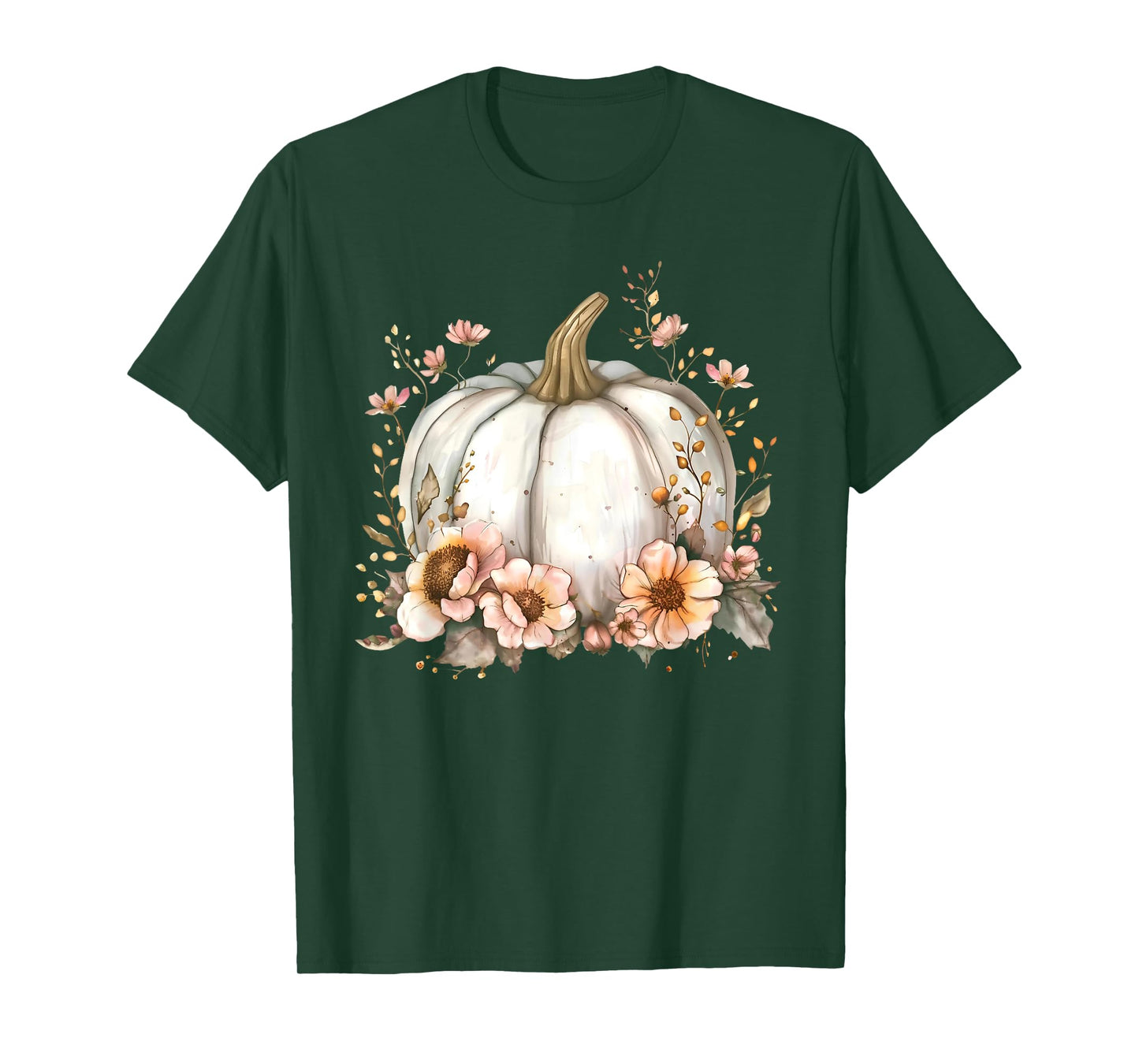 Wildflower Pumpkin Season Autumn Fall Leaves Thanksgiving T-Shirt
