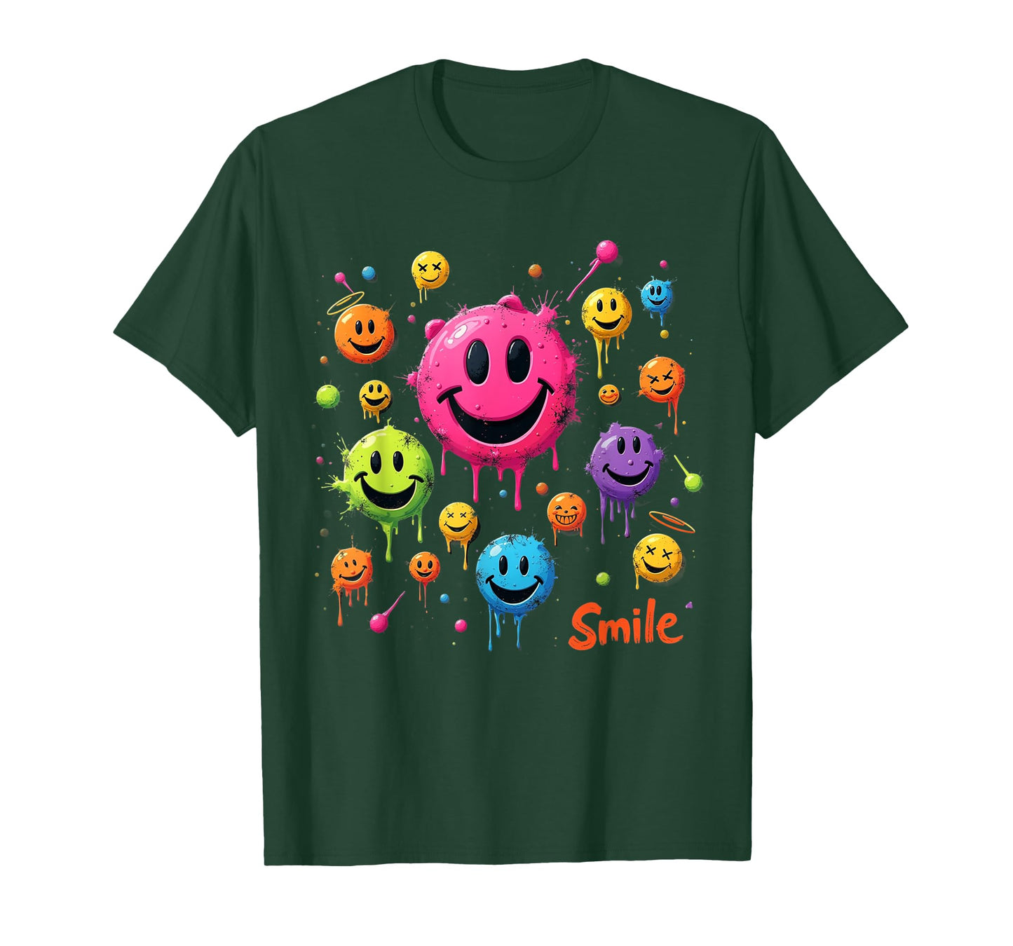 Smile Face Emoticons Fun Vivid Smileys Graphic T-Shirt