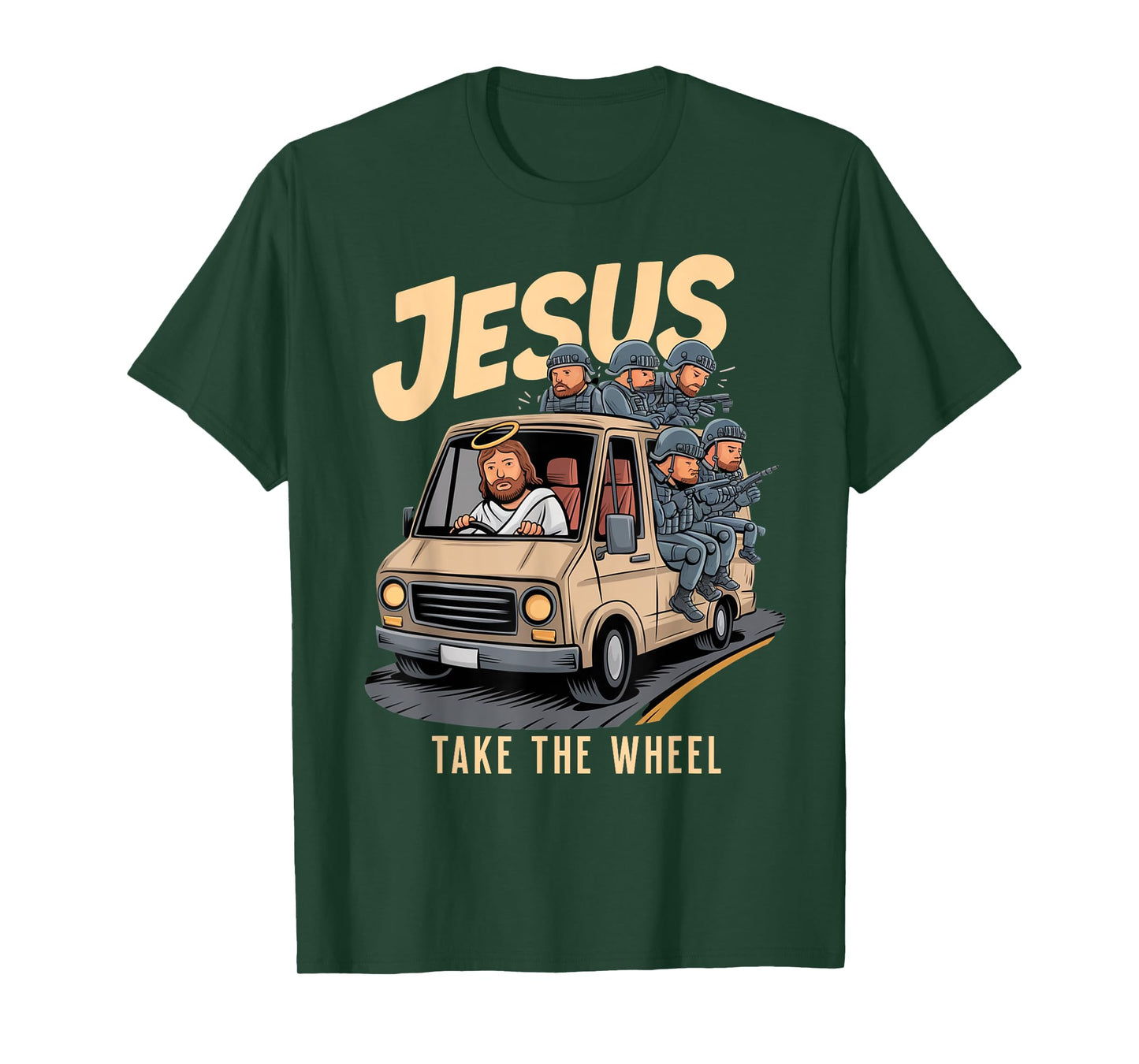 Jesus Take The Wheel Funny Police SWAT Bearcat Operator T-Shirt