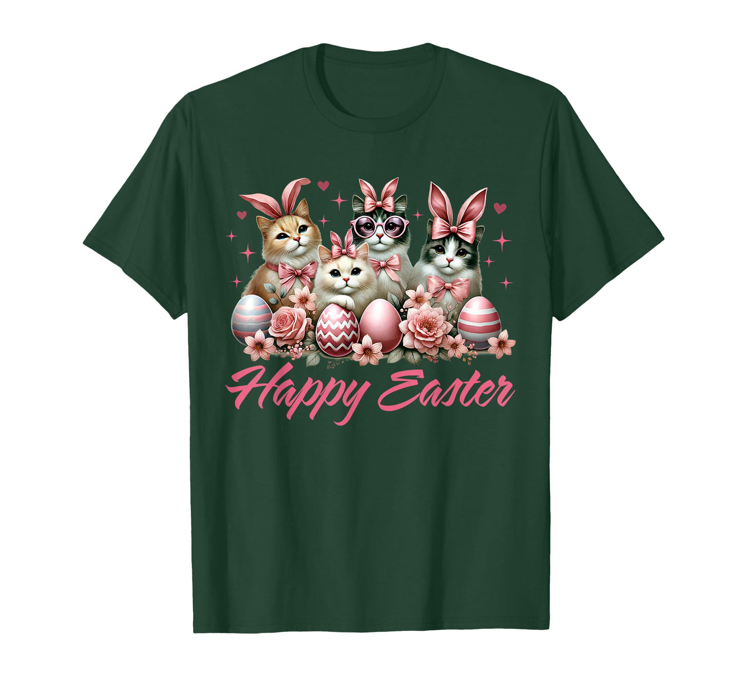 Cute Cat Bunny Happy Easter Cat Lover Kitty Rabbit Cat Mom T-Shirt