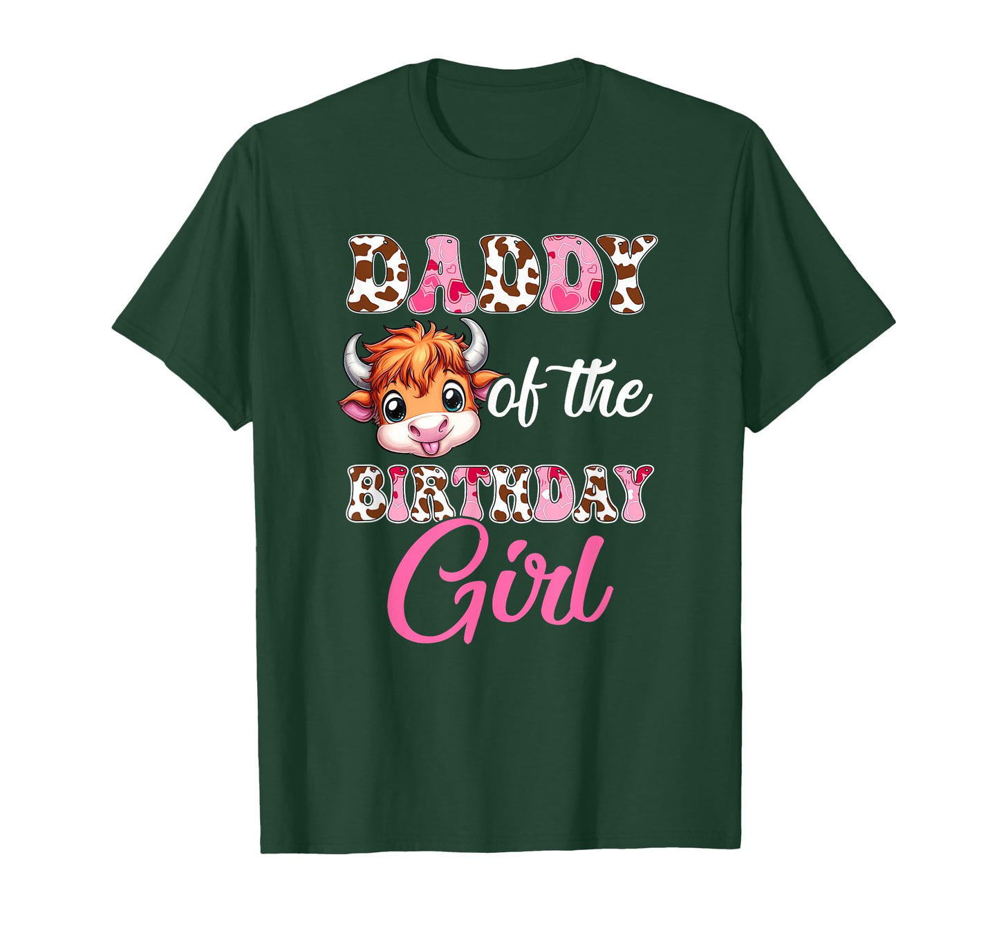 Daddy Of The Birthday Girl Highland Cow Farm 1St Birthday T-Shirt